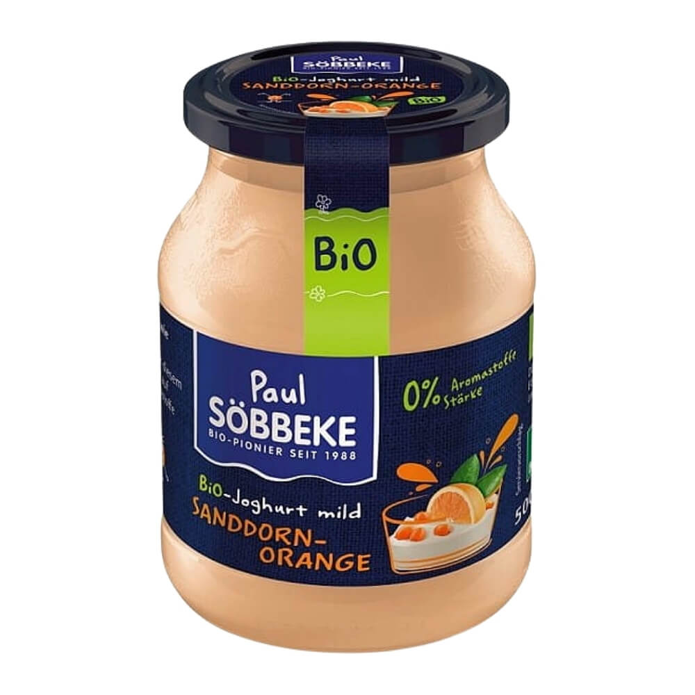 Orangen-Sahne-Joghurt - Sanddorn (38% Fett in Milch) BIO 500 g (Glas) - SOBBEKE