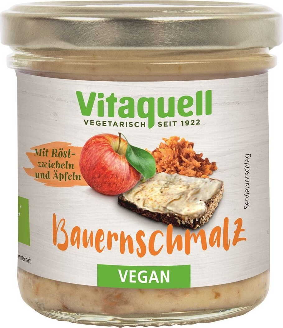 Veganes Schmalz mit Röstzwiebel und Apfel BIO 120 g - VITAQUELL