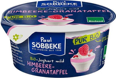 Cremiger Joghurt Himbeere - Granatapfel (38% Fett in Milch) BIO 150 g - SOBBEKE