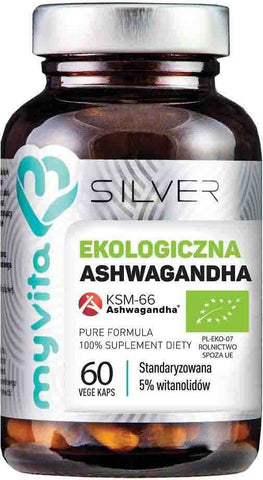 Bio Ashwagandha KSM - 66 Ginseng - Indischer Ginseng BIO 200 MG 60 Kapseln MYVITA SILVER