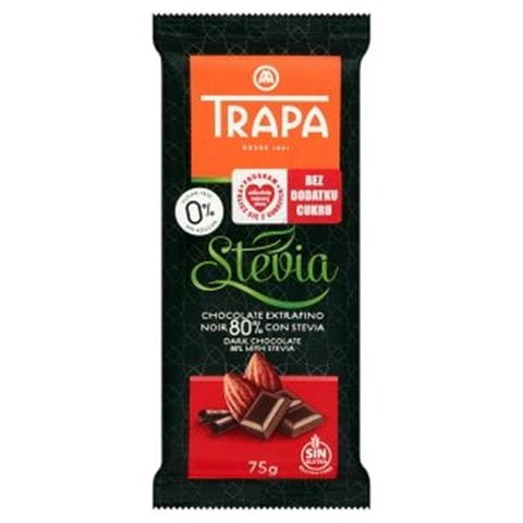 Dunkle Schokolade 80% mit Stevia 75 g TRAPA