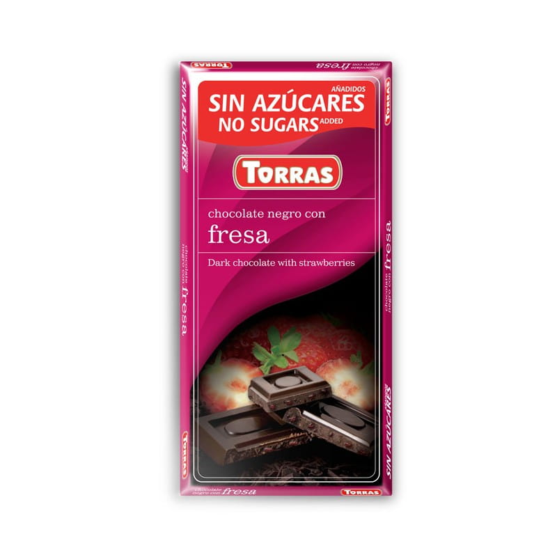 Bitterschokolade mit Erdbeeren ohne Zuckerzusatz 75g TORRAS