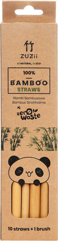 Strohhalme aus natürlichem Bambus mit Rinde 10 Stk. + Reiniger - ZUZII