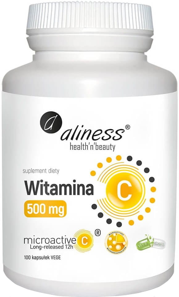 Vitamin C L - Ascorbinsäure 500 MG Mikroaktives C mit Langzeitwirkung - Langzeitwirkung 100 Kapseln vegetarische Kapseln ALINESS