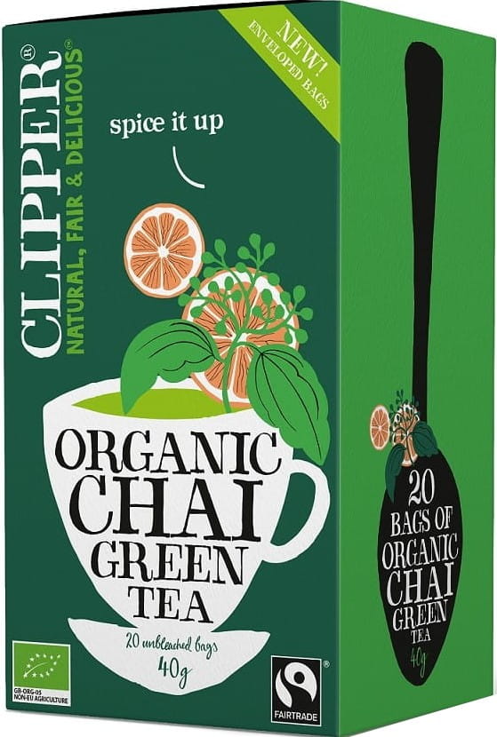 Grüner Chai-Tee mit Zimt und Kardamom fair gehandelt BIO 40 g (20 x 2 g) - CLIPPER