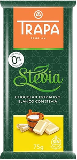 Weiße Schokolade mit Stevia 75g - TRAPA