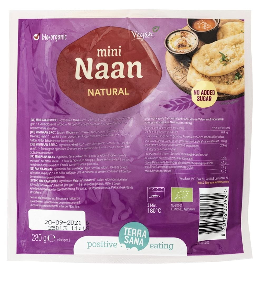 Natürliches Mini-Naan-Brot BIO 280 g - TERRASANA