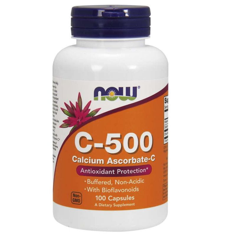 C500 gepuffertes Vitamin C und Calcium- und Zitrusbioflavonoide 100 Kapseln NOW FOODS