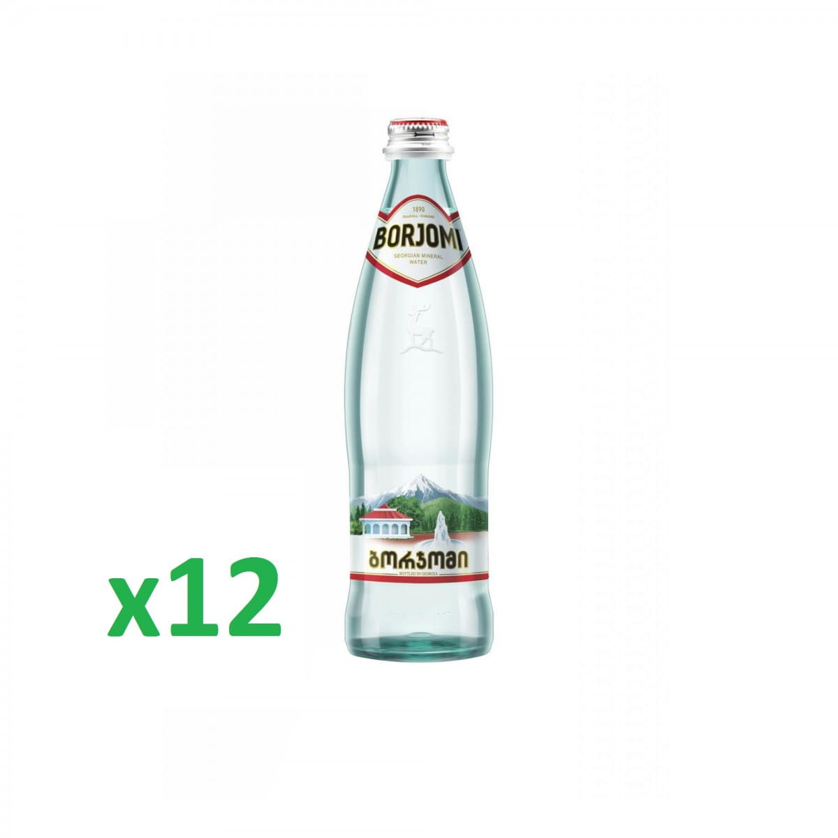 Schrumpffolie. Mineralwasser Glasflasche 500 ml 12 Stk.