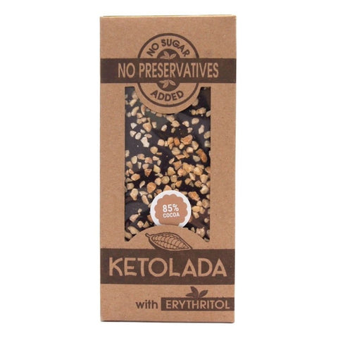 Chocolate 85% cocoa with almonds with no added sugar 100 g - KETOLADE