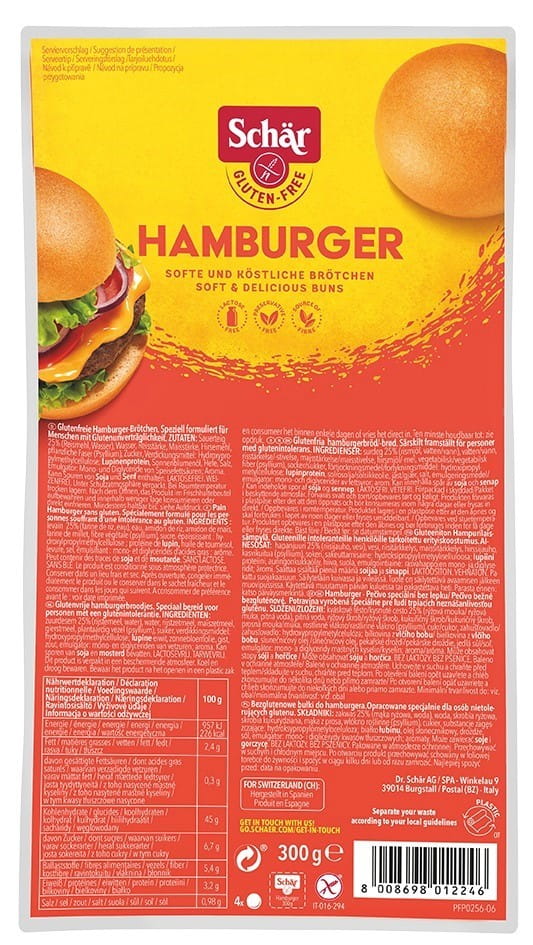Hamburger - petits pains pour hamburgers sans verre. 300 g SCHÄR