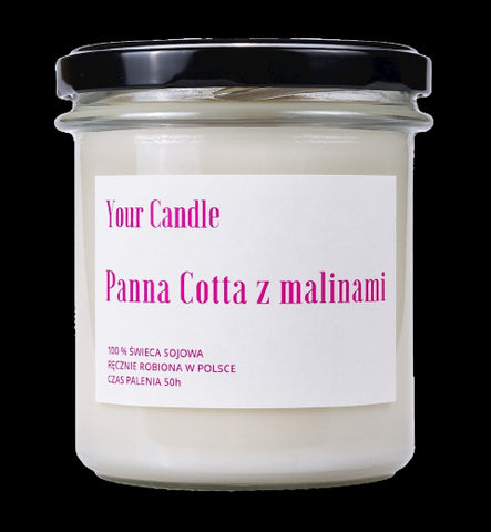 Panna Cotta soy candle with raspberries 300 ml - YOUR CANDLE